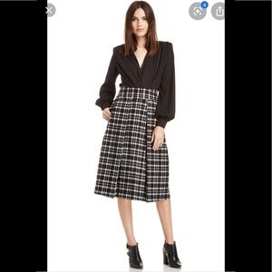 JOA plaid midi skirt with pockets